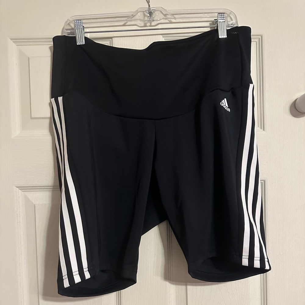 adidas Black Bike Shorts with White Stripes